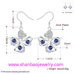 Silver Plated Costume Fashion Zircon Jewelry Earrings