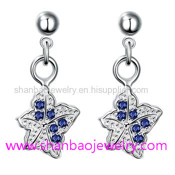 Silver Plated Costume Fashion Zircon Jewelry Women Earrings