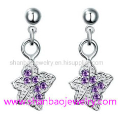 Silver Plated Costume Fashion Zircon Jewelry Women Earrings