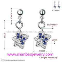 Silver Plated Costume Fashion Zircon Jewelry Women Earrings