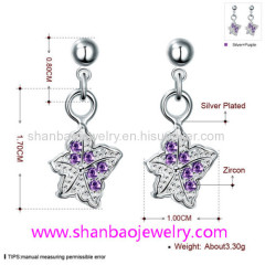 Silver Plated Costume Fashion Zircon Jewelry Women Earrings