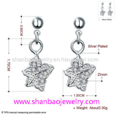 Silver Plated Costume Fashion Zircon Jewelry Women Earrings