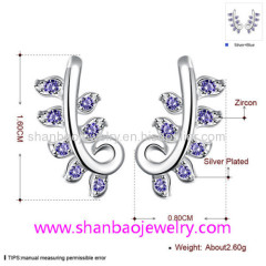 Silver Plated Costume Fashion Zircon Jewelry Woman Earrings