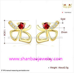 Gold Plated Costume Fashion Zircon Jewelry Woman Earrings
