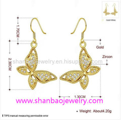 Gold Plating Costume Fashion Zircon Jewelry Woman Earrings