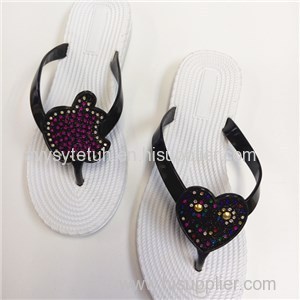 Fancy Rhinestone Decoration Lady Sexy Flip Flops Pvc Lady Shoes