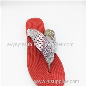 Red Sole Plastic Lady Flip Flops New Stylish Design Lady Shoe