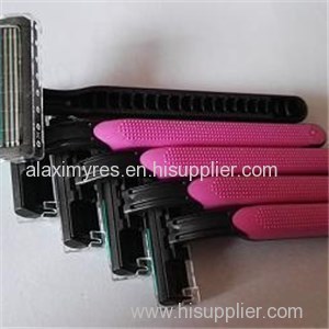 Disposable Women Non-slip Rubber Handle Triple-blade Razors