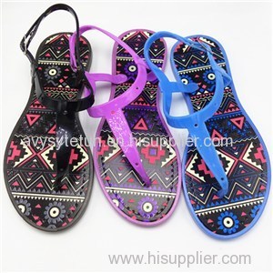 PVC Material Snadals Summer Beach Breathable Flat Fancy Sandals