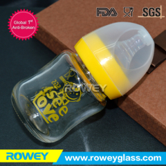 Customized Anti-broken Clear Glass Baby Nursing Bottle with BPA Free Food Grade Ink Print
