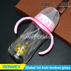 Heat Resistant Leak Free Unbroken Durable New Unique Design Glass Baby Bottle