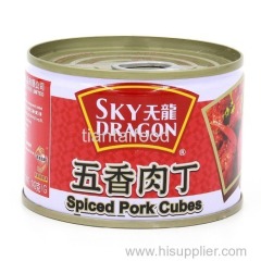 Convenience OEM brands spiced pork cubes in can
