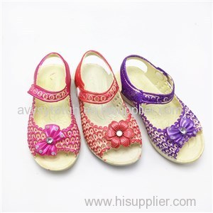 Little Girls Sandals With Beautiful Flowers Rose Pattern Pvc Open-toed Breathable Chilren Sandals