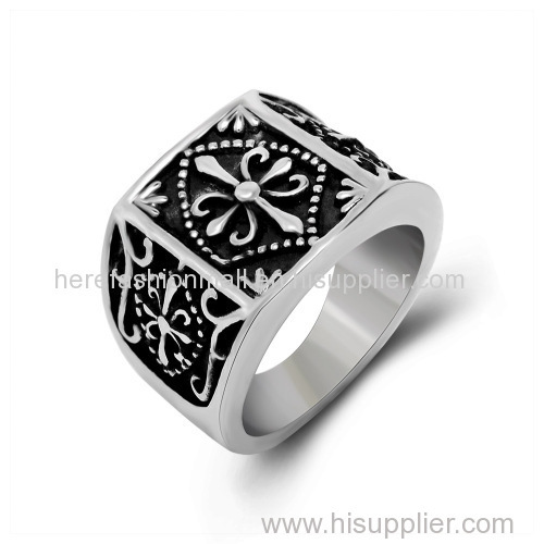 Retro style cross pattern unisex titanium finger ring