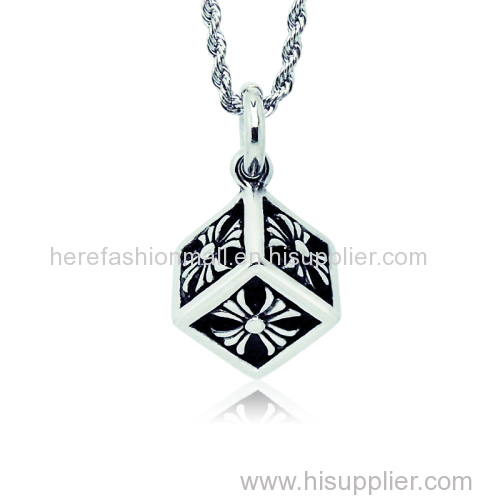 Three-dimensional rectangular cross pattern titanium pendants