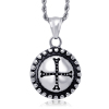 Delicate retro circular shape with cross titanium pendants