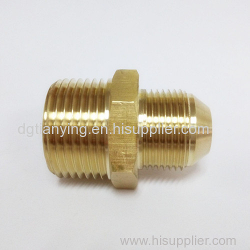 Brass flare nipple connector for machine parts