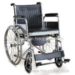 #JL681 - Commode Wheelchair With Flip Down Armrests & Detachable Footrests