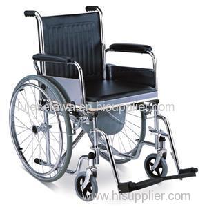 #JL682 - Commode Wheelchair With Flip Down Armrests & Detachable Footrests