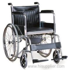 #JL609 - Economic Commode Wheelchair With Chromed Steel Frame