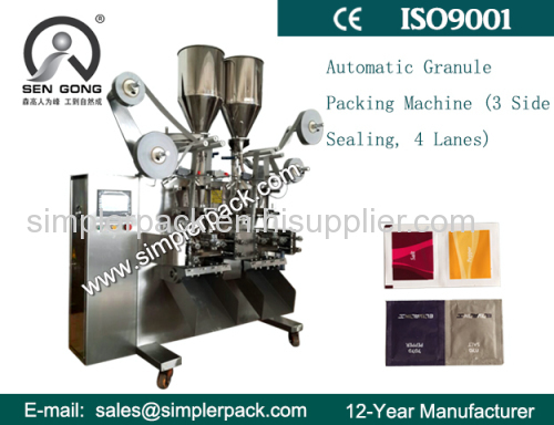 Automatic Granules Pacagking Machine 3 Sides Sealing 4 Lanes 