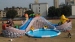 Inflatable water park slide pool