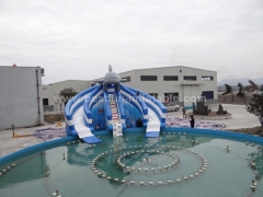Inflatable commercial entertainment water pool slide