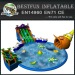Water park slide with swimming pool