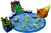 Water park slide with swimming pool