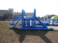 Large floating inflatable water park slides