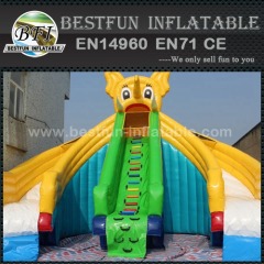 Inflatable pool slides for indoor ground