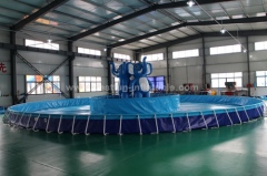 Rectangular Giant Collapsible metal frame aquaculture swimming pool