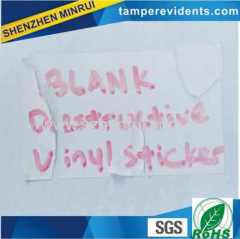 Best Price Custom Destructible Blank Eggshell Sticker Non Removable Blank Label Sticker