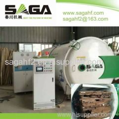 Wood drying kiln machine with radio frequency heating under vacuum