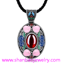Silver Plated Costume Fashion Jewelry China Style Gemstone Women Woman Ladies Party Necklaces