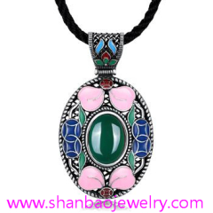Silver Plated Costume Fashion Jewelry China Style Gemstone Women Woman Ladies Party Necklaces
