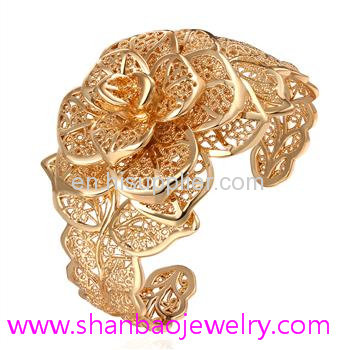 Gold Plated Zircon Jewelry Girls Women Ladies Woman Flower Party Zircon Bangles