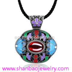 Silver Plated Costume Fashion Gemstone Jewelry China Style Women Party Necklaces