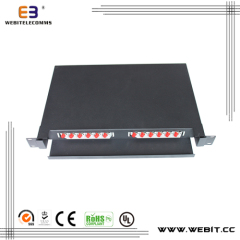 19 inch 12 or 24 ports ST simplex single mode fiber patch panel