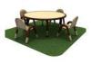 Round Solid Wood Children Table And Chairs With Adjustalbe Stainless Steel Legs