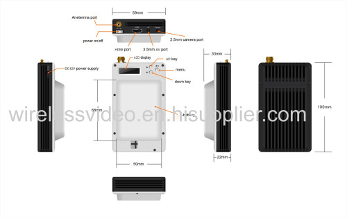 UAV Use Lightweight 195g Mini Wireless COFDM Digital Audio Video Transmitter