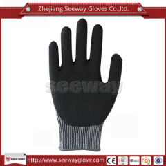 SeeWay Cut resistance HDPE Sandy Nitrile coating work glove en388 used in construction industry