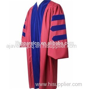 High Quality Doctoral Gown With Royal Blue Velvet