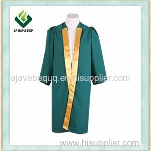 Forest Green Master Graduation Gown With Gold Satin In Front