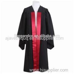 Black Graduation Master Gown With Red Satin In Front