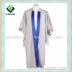 Silver Master Graduation Gown With Royal Blue Satin In Front