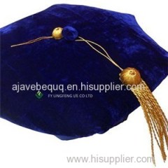 Royal Blue Velvet Deluxe Doctoral Tam With Golden Bullion Tassle 6 Sided