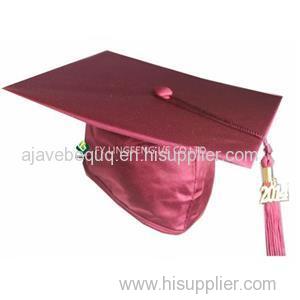 Maroon Shiny Fabric Graduation Cap Wholesale