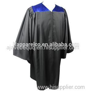 Graduation Bachelor Gown-Black Color With Royal Blue Velvet