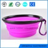 Custom Printed Logo Silicone Collapsible Travel Dog Bowl With Carabiner